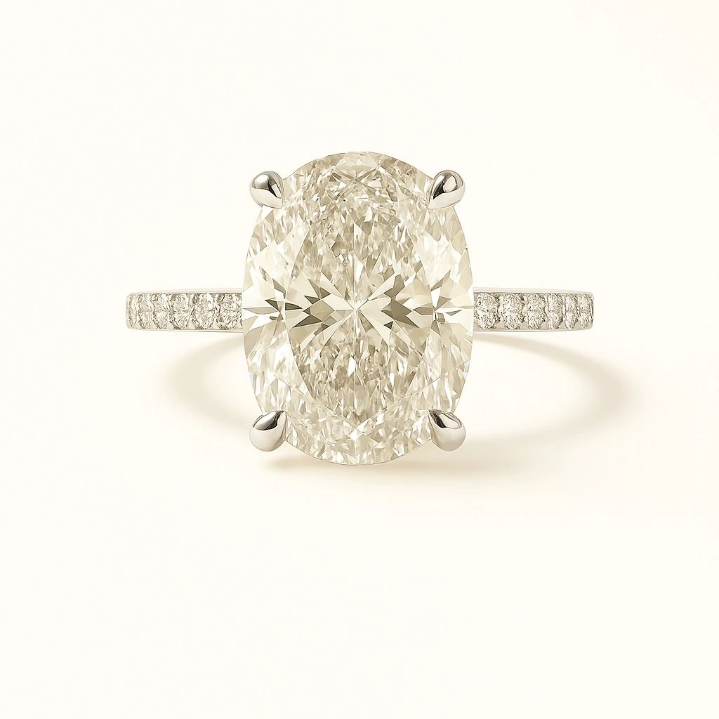 2 CT Oval Lab Diamond Engagement Ring in 14k White Gold