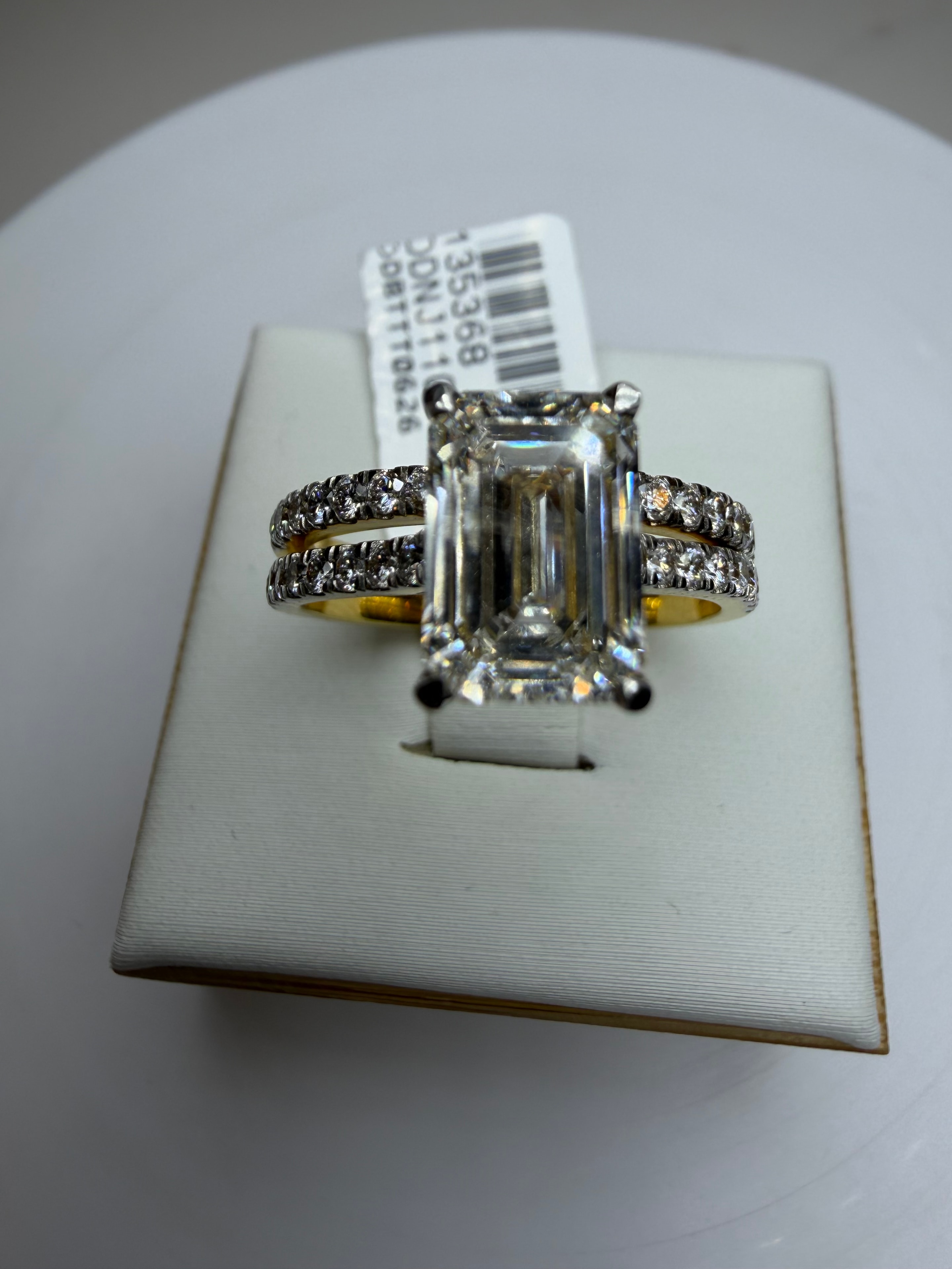 2 Ct Emerald Cut Lab Diamond Engagement Ring & Wedding Band Set