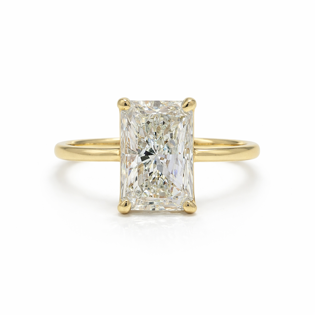 14k Gold 4.05ct Radiant Lab Diamond Engagement Ring